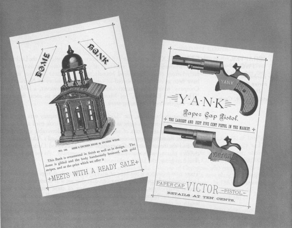 Piggy Banks, Cap Pistols, Sad Irons; these were some of the interesting items in addition to builder's hardware, catalogued by Lockwood and Lester in 1887.