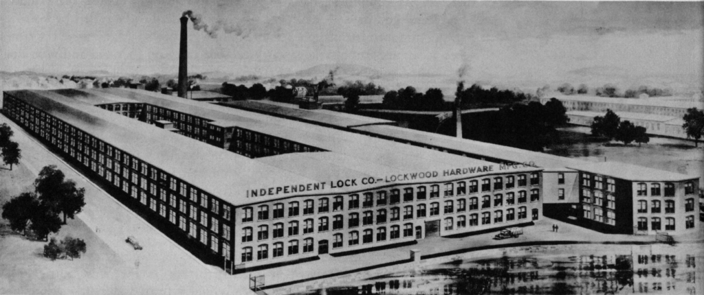 1932. Present Plant No. 1 in Fitchburg, Mass. Acquired at the time Lockwood Hardware Manufacturing Company was moved from South Norwalk, Conn.