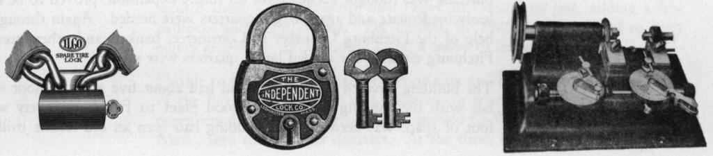 Typical items in the early development of the Independent Lock Company's long line of ILCO products.